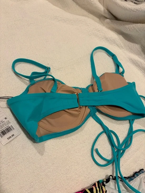 Shade & Shore Strappy Bandeau Top w/ adj straps & Ruffle Print Bottom - NWT - Picture 7 of 8